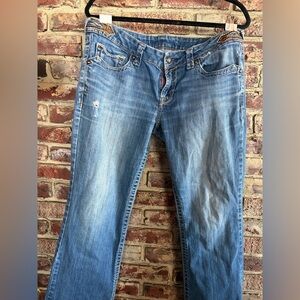 NOT FOR SALE
Bootcut Jeans 32R Distressed Embellished Pockets